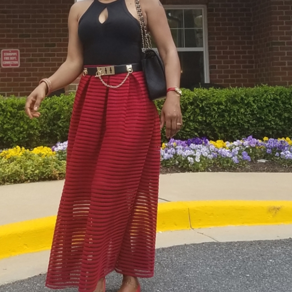 Mesh stripes skirt